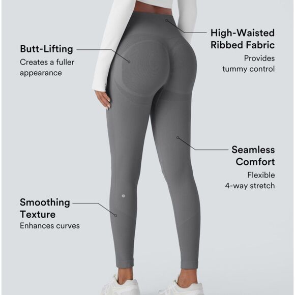 HALARA NWOT Seamless Flow High Waist Tummy Control Butt Lift Gray Legging Large - Picture 1 of 10